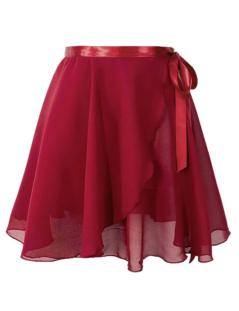 Daydance Burgundy Women Ballet Wrap Skirts Adult Sheer Chiffon Over Scarf for Dancing Leotards - Image 1